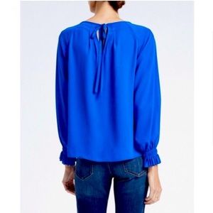 BANANA Republic poet pleat sapphire Blue blouse long sleeve top Size Large